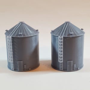 Silo de grãos em escala N (20&#39;x25&#39;) para diorama de ferromodelismo, pacote com 2 unidades