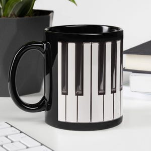 Piano Keys Black Glossy Mug, Piano Lover Coffe Mug, Gifts for Pianists, Piano Music Gifts, Piano, Coffee Mug for Pianists, Musician Gift