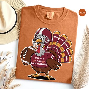 Turkey and Touchdowns T-shirt | Football Turkey Thanksgiving Tee