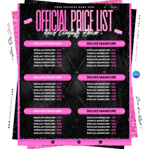 Bearbeitbare Preisliste Vorlage | Hergestellt in Leinwand