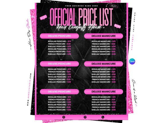 Editable Price List Template | Made in Canva
