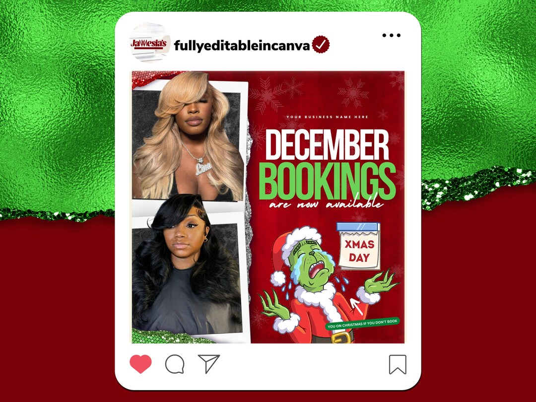 Christmas Hair Flyer Holiday Book Now Flyer Hair Flyer MUA Etsy UK