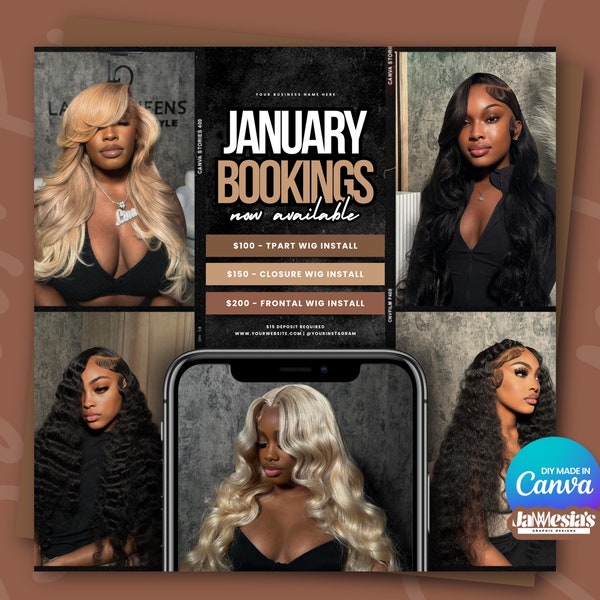 January Booking Flyer, January Hair Flyer, January Flyer, Book Now Flyer, DIY Booking Flyer, January Flyer Template, New Year Booking Flyer