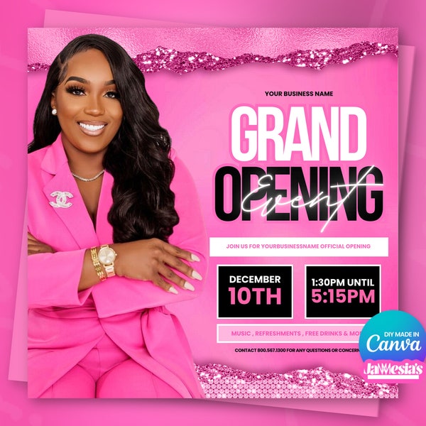 DIY Grand Opening Flyer, Grand Opening Event Flyer, Celebration Flyer, Launch Event Party, Lash, Hair, Nails Flyer, Social Media Post