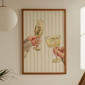 Impression Cheers, estampes de chariot de bar, art mural tendance, art mural cuisine rétro, impression boissons, art mural cocktail imprimable, impressions numériques BCBG