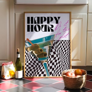 Trendy martini print - trendy leuke keuken muurkunst retro alcohol muur kunst bart cart prints do it for the plot print keuken print afdrukbaar