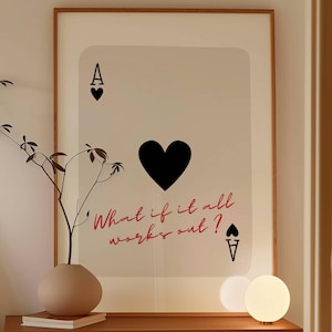Stampa trendy "Asso di cuori" "E se tutto funzionasse" Poster retrò da parete Stampa estetica Poster di carte da gioco Decorazione per la stanza Preppy y2k DIGITALE