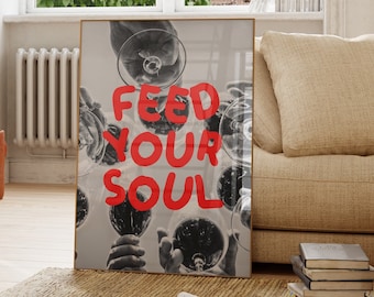 FEED YOUR SOUL Trendy Wall Art Aesthetic Wall Art Preppy Red Print Bar Cart Prints Trendy Kitchen Print Cocktail Drink Print Digital Print