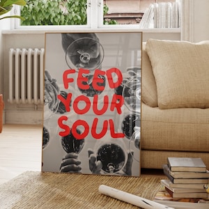 FEED YOUR SOUL Trendy Wall Art Aesthetic Wall Art Preppy Red Print Bar Cart Prints Trendy Kitchen Print Cocktail Drink Print Digital Print