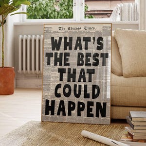 Dopamine Decor What&#39;s the Best That Could Happen Print Motivational Quote Wall Art Dorm Y2K Room Print Positive Office Poster Retro Wall Art