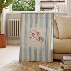 Vintage Striped Rodeo Print Western Bedroom Print Cowboy Wall Art Rustic Mid Century Modern Decor Retro Horse Print Digital Download