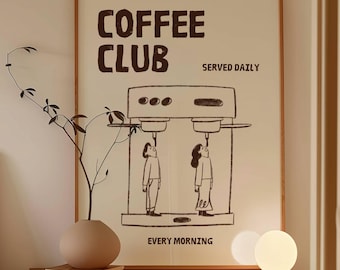 Arte mural de cafetería, póster retro de café, impresión de carrito de café, decoración de estación de café, arte para amantes del café, impresión de cafetería, café imprimible