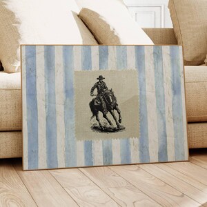 Vintage Striped Rodeo Print Western Bedroom Print Cowboy Wall Art Rustic Mid Century Modern Decor Retro Horse Print Digital Download