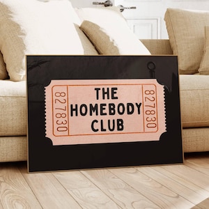 The Homebody Club Print Retro Ticket Stub Print Trendy Wall Art Apartment Aesthetic Print Vintage Wall Art Black Typography Landscape Print