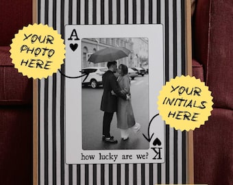 Custom Playing Card Print with your photo and initials - Personalized Photo Wall Art, Trendy Couples Print, Gift for Friend, Printable