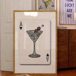 Poster di cocktail Martini, stampa di carte da gioco retrò, decorazione per carrello da bar, cocktail firmato, stampa di Martini, decorazione di Dopamine, appartamento, download digitale
