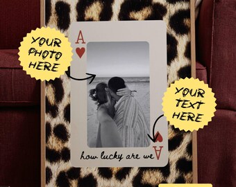 Leopard Print CUSTOM Playing Card with your photo Printable - Personalized Photo Wall Art, Trendy Couples Print, Gift for Friend Photo Print