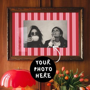CUSTOM Colorful Striped Photo Frame Mat Wall Art Print Personalized Photo Poster Trendy Maximalist Print Custom Red Pink Striped Digital