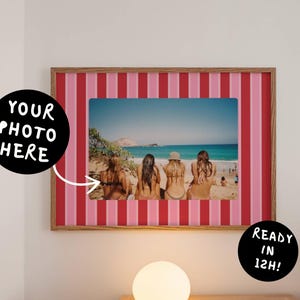 CUSTOM Colorful Striped Photo Frame Mat Wall Art Print Personalized Photo Poster Trendy Maximalist Print Custom Red Pink Striped Digital