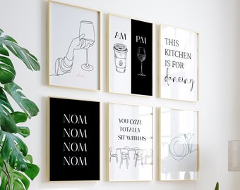 Kitchen Print Set of 4 PRINTABLES Kitchen Wall Art Kitchen Gallery Wall Modern Kitchen Decor ...