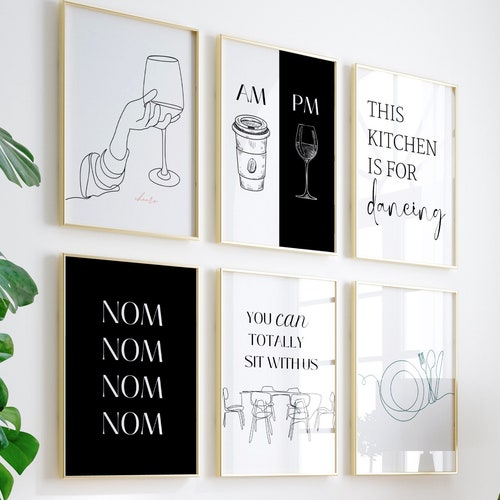 Kitchen Wall Art Set of 3 Abstract Art Modern Kitchen Decor Etsy