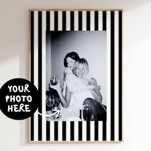 CUSTOM Black & White Striped Photo Frame Mat Wall Art Print Personalized Photo Poster Trendy Maximalist Print Custom Photo Striped Digital