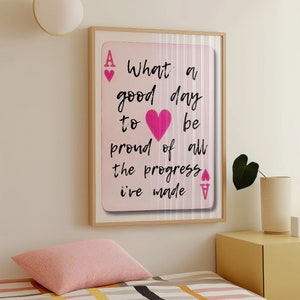 Trendy harten aas print roze trendy retro muur kunst esthetische print speelkaart poster preppy y2k kamer decor typografie print digitaal