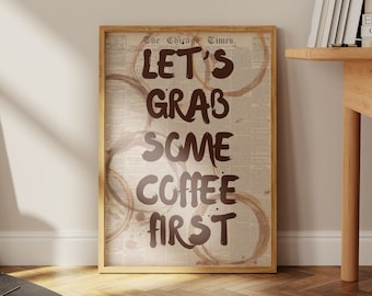 COFFEE PRINT wall art - Trendy Wall Art Coffee Poster Kitchen Prints Retro Wall Art Coffee Bar Decor Coffee Lover Print Cafe Poster Digital