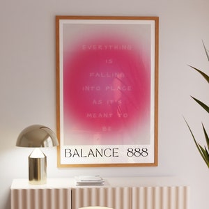 Affiche BALANCE 888 AURA - Poster mural chiffres | Impressions d&#39;art spirituelles | Nombre angélique 888 | affiche d&#39;aura | Impression dégradé| Numérique