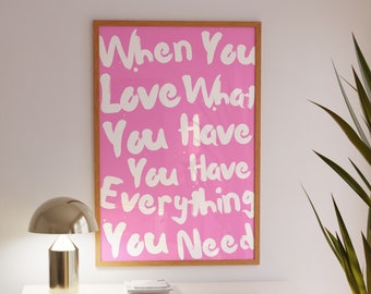 PINK GRATITUDE wall art - dopamine decor girly wall art trendy wall art dorm room decor funky wall art aesthetic print quote print digital
