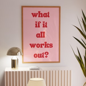 Was wäre wenn - Pink Rote Trendige Wandkunst|Ästhetischer Kunstdruck|Preppy Print| Typografie Kunst| Girly Wandkunst|Liebe Herz Print| Digitaldruck