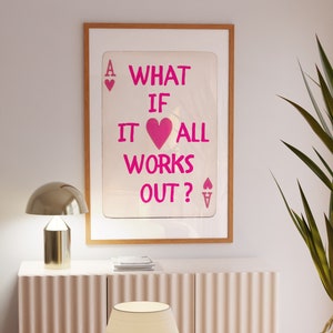 Wydruk karty do gry - Co jeśli wszystko się uda Wydruk - Modna sztuka ścienna Retro Bar Cart Wydruk Preppy Affirmation Poster Estetyczny cytat do wydrukowania