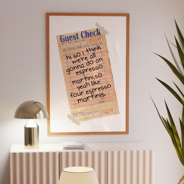 Guest Check Print Etsy