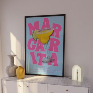 MARGARITA Cocktail Print trendige moderne Küche Wandkunst Alkohol Wandkunst Preppy Bart Cart Print Digital Download Fun Drinks Poster