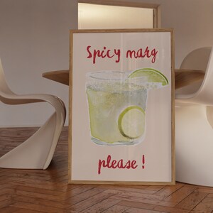 Pittige Margarita Print - Trendy moderne keuken kunst aan de muur Alcohol Wall Art Bart Cart Prints Pittige Marg Print Keuken Print Digitale Download