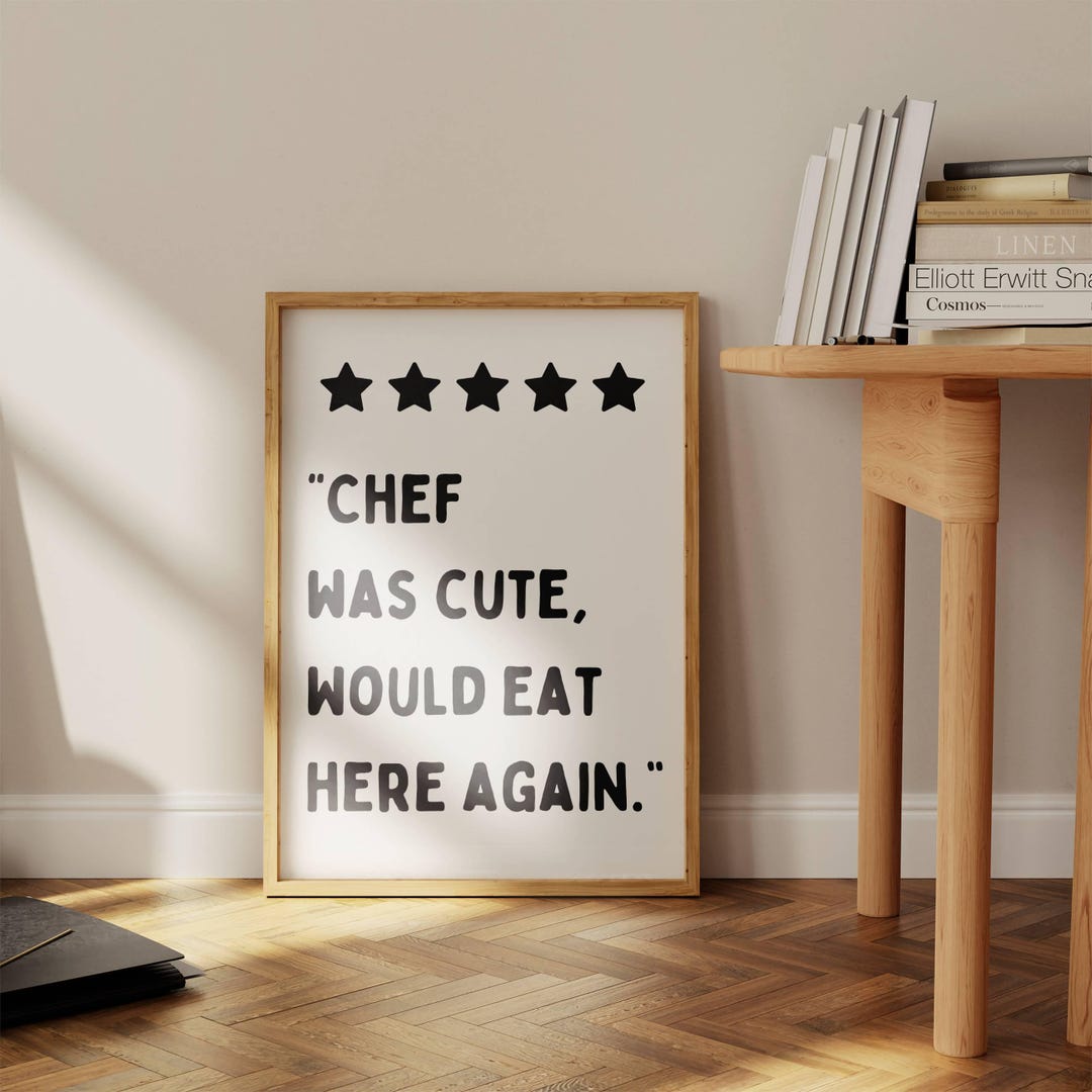 chef was cute aesthetic kitchen print retro wall art... Chef Was Cute Would Eat Here Again Print | Aesthetic Kitchen Decor ...