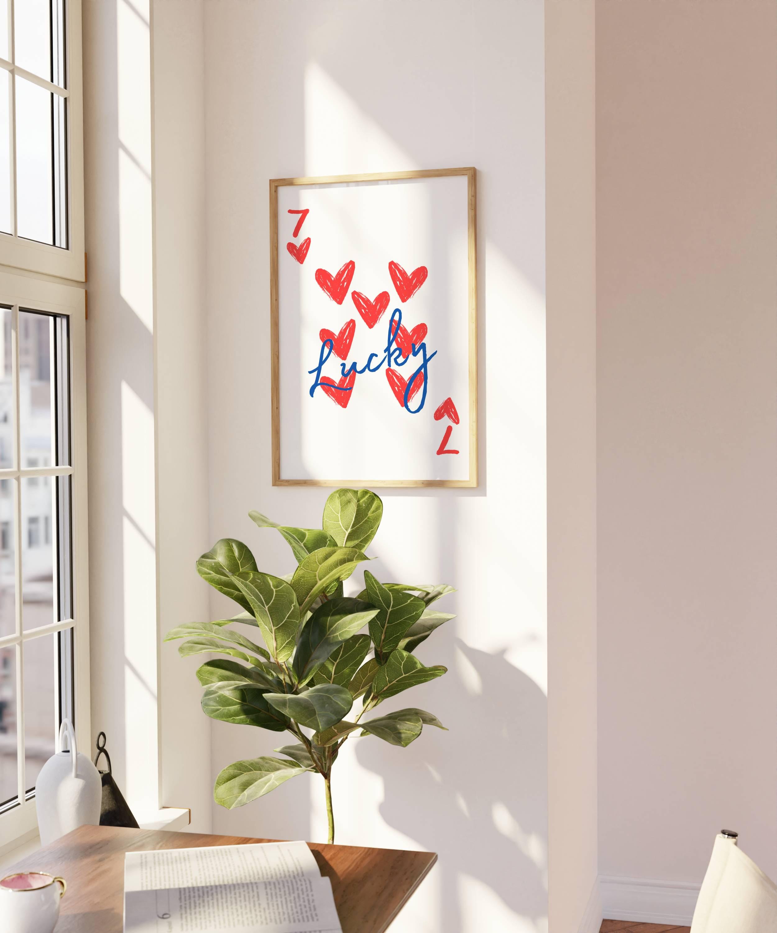 Lucky 7 of Hearts Printable Wall Art Aesthetic Art Print Playing Card Print  Trendy Retro Wall Art Girly Bedroom Print Red Poster Digital - Etsy, image size:2500x3000