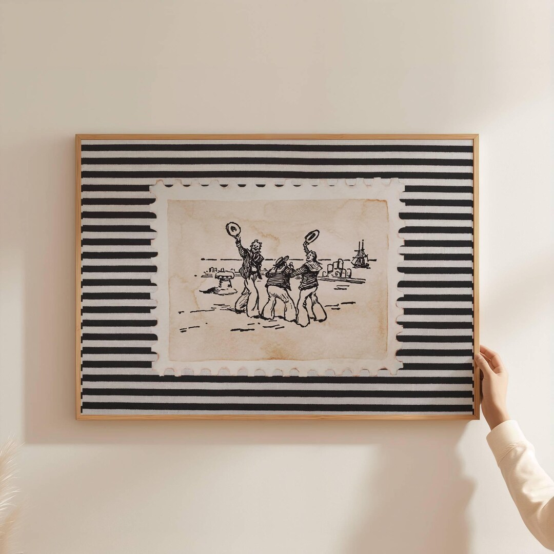 Photo inspiration: Gallery Detail: Neutral Stripe Hallway Print Retro Mid Century Modern Wall Art