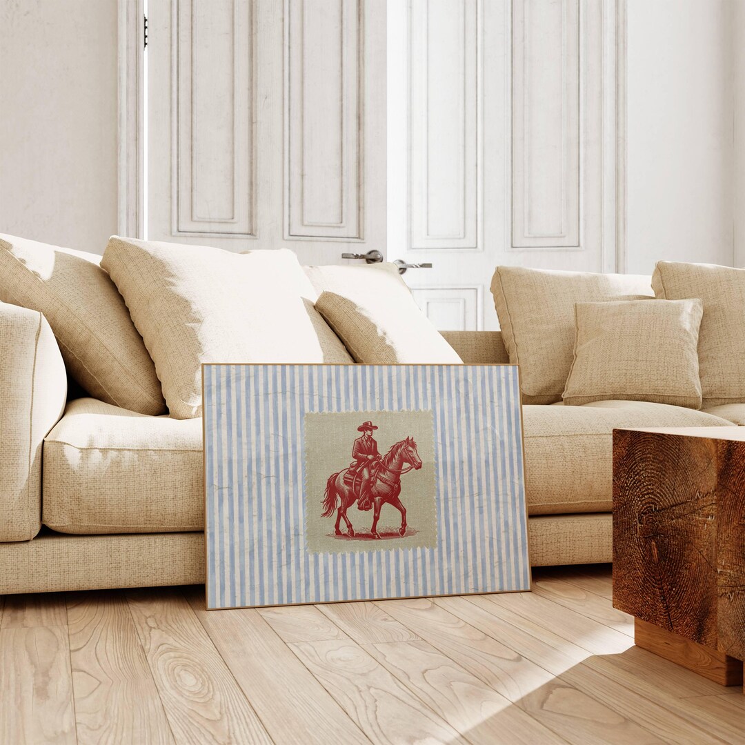 Vintage Striped Rodeo Print Western Bedroom Print Cowboy Wall Art ...