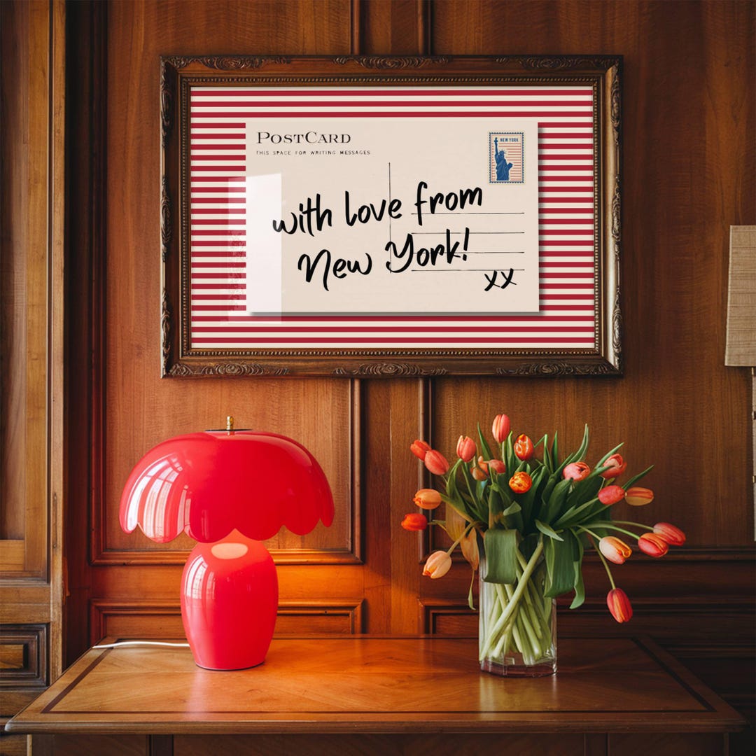 With Love From New York Retro Postcard Print New York Wall Art