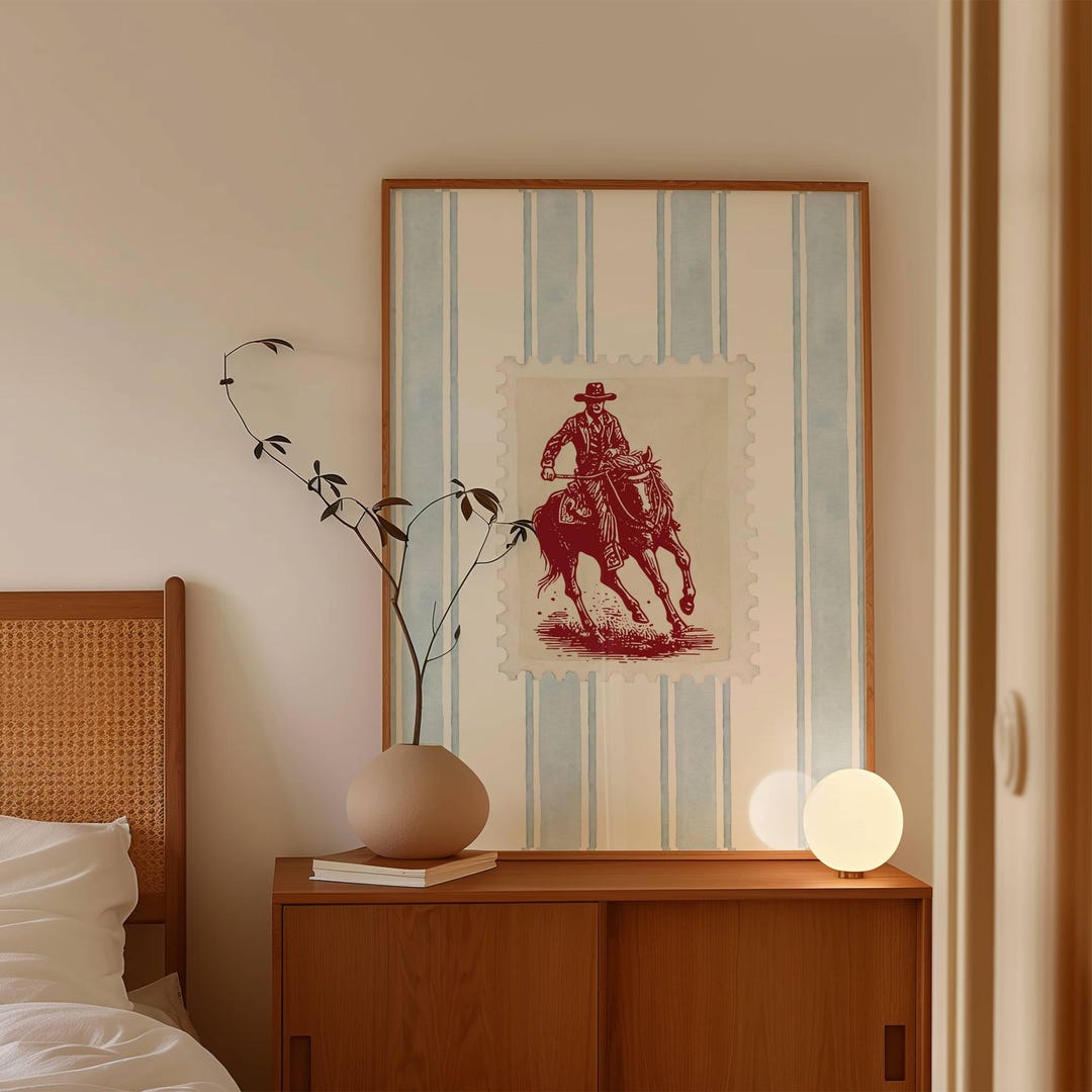 Vintage Striped Rodeo Print Western Bedroom Poster Cowboy Wall Art ...