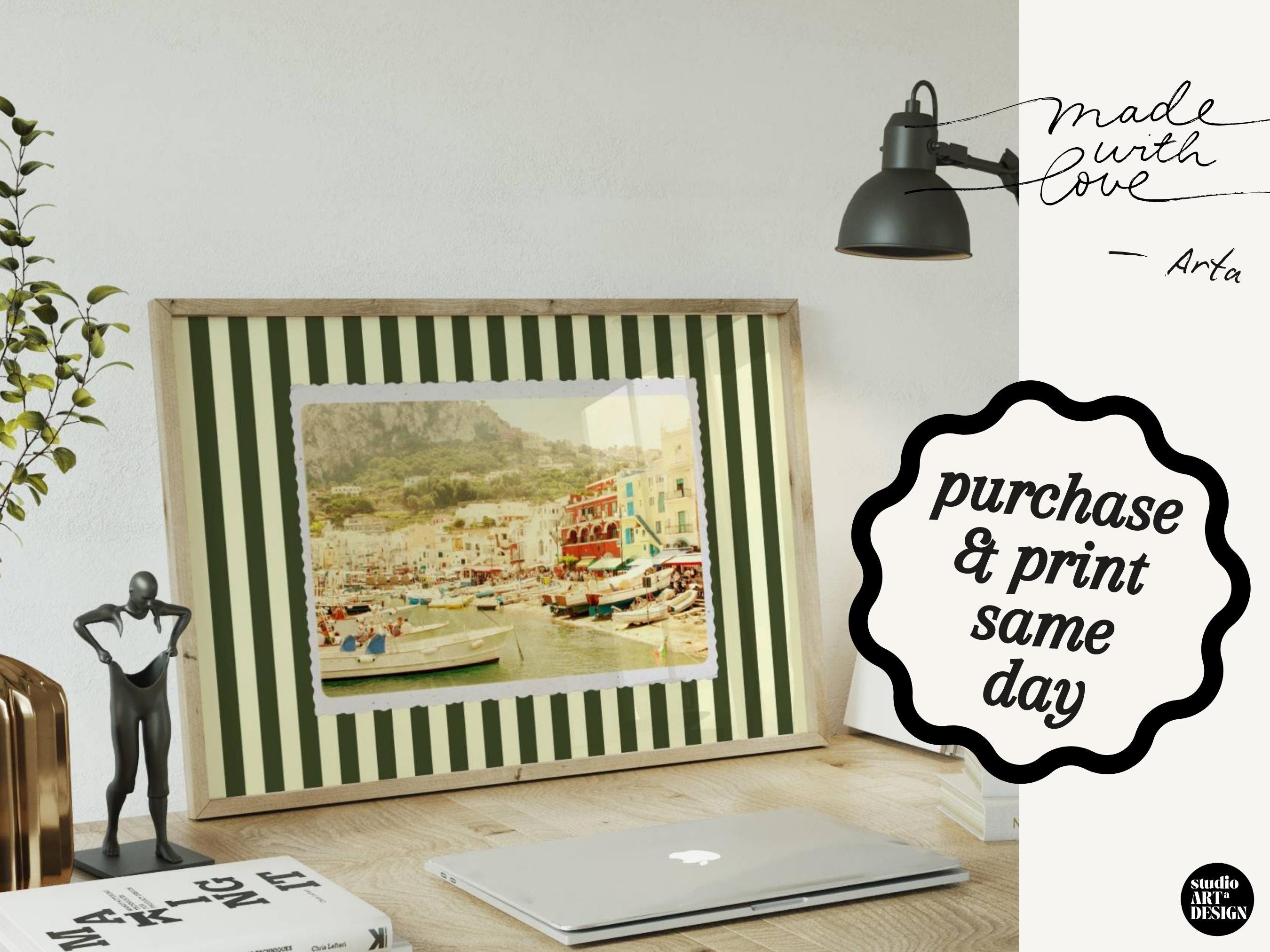 Vintage Port of Capri Italy Landscape Postcard, Digital Eclectic Wall ...