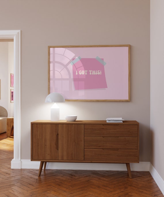 I GOT THIS Horizontal Pink Printable Wall Art-Trendy Wall Art-Retro Style Print-Collage Dorm Print-Aesthetic Poster-Classroom Office Print