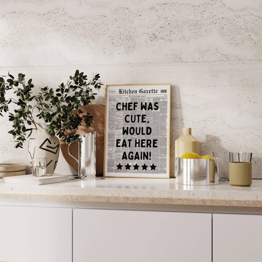chef was cute aesthetic kitchen print retro wall art... Chef Was Cute Would Eat Here Again Print, Aesthetic Kitchen Decor ...