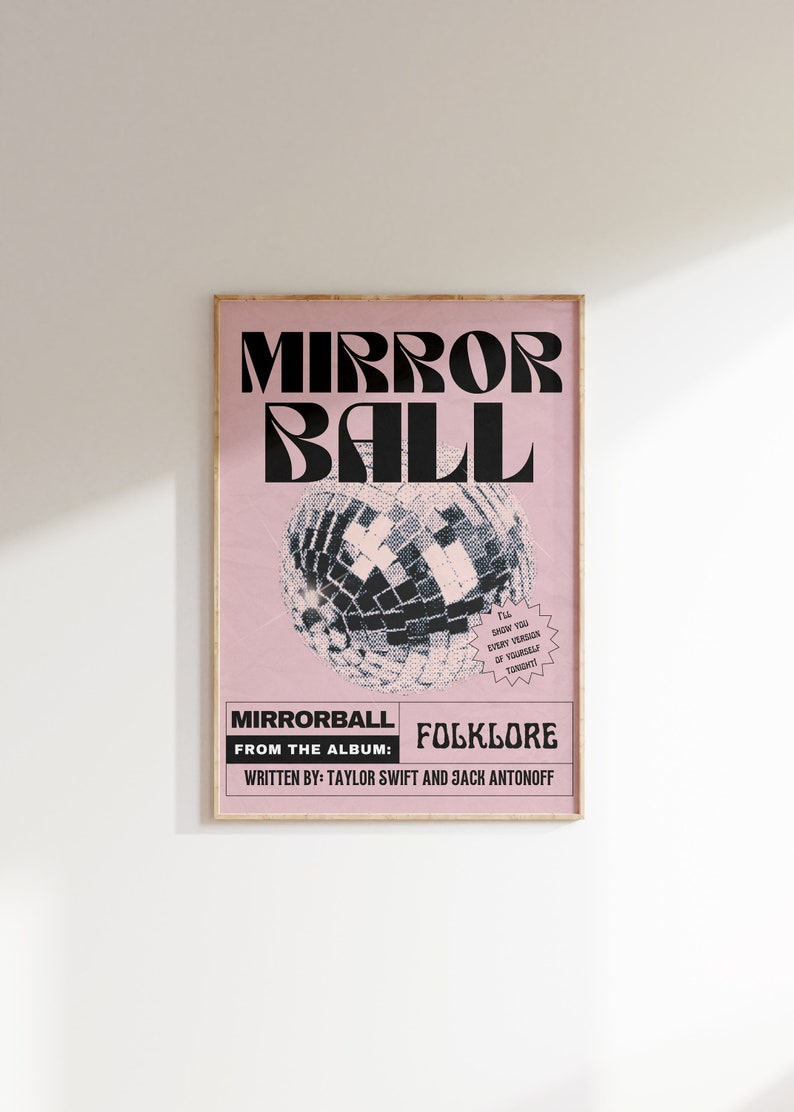 MIRRORBALL TAYLOR SWIFT Poster Groovy Disco Ball Folklore Etsy