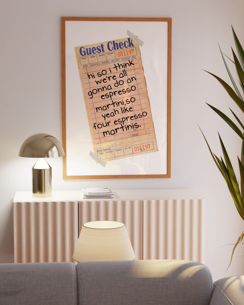 Trendy Retro Espresso Martini GUEST CHECK Receipt Guest Check Etsy
