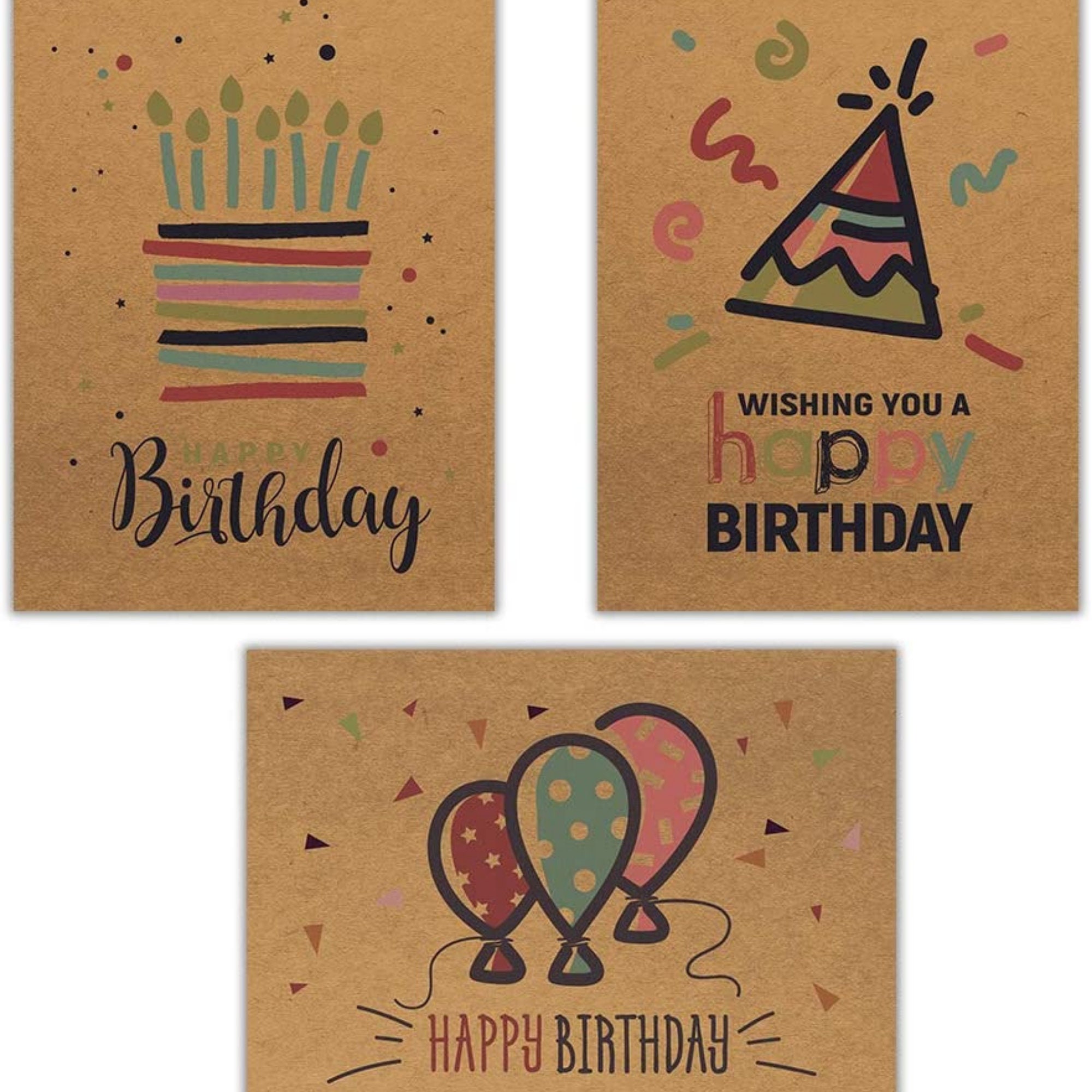 Birthday Cards 48pc Bulk Happy Birthday Card with Envelopes Box Set 48 ...