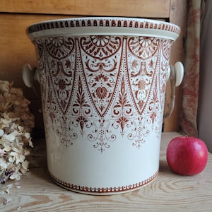Very Large Sarreguemines Earthenware Pot with handle France c.1890