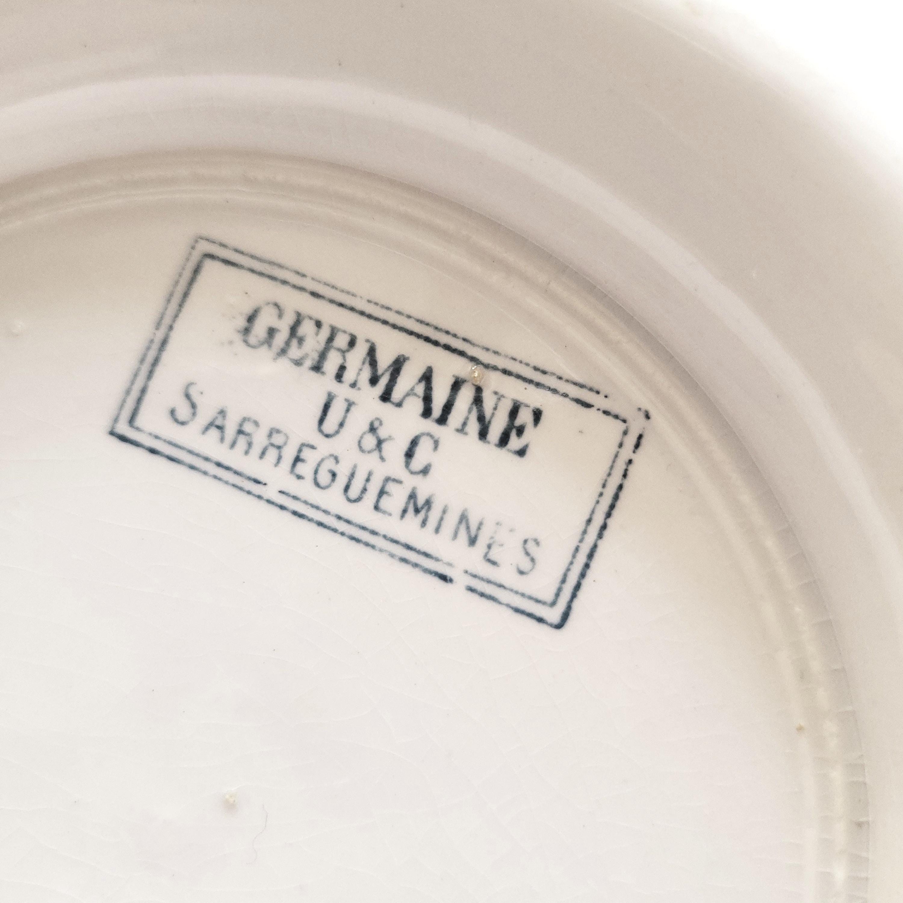 Antique Sarreguemines 'germaine' Dinner Service, Art Nouveau Blue