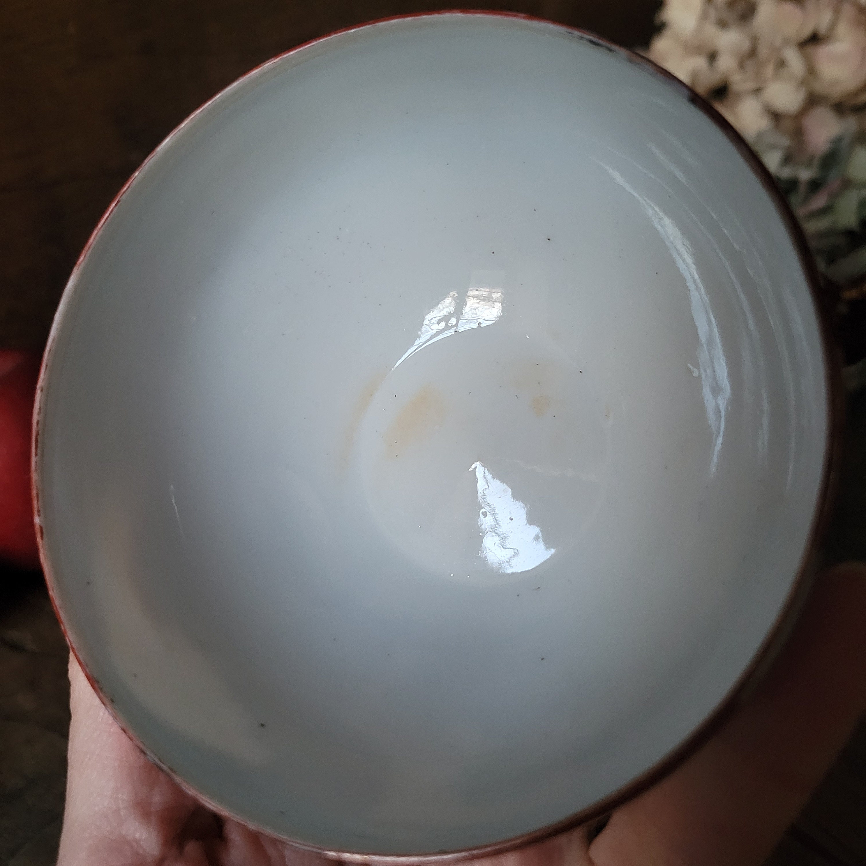 Antique Japanese Kutani Eggshell Porcelain Teacup and Saucer